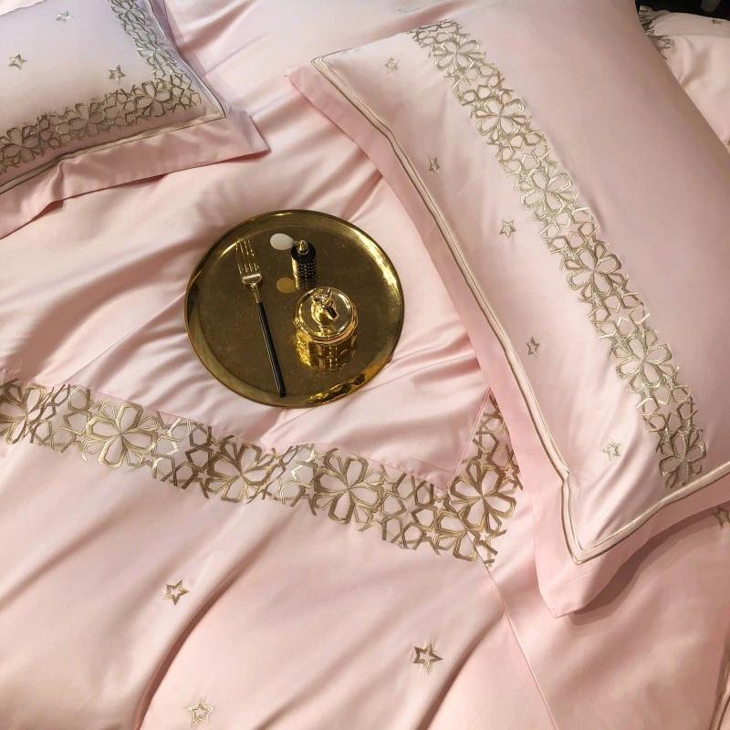 Luxury New Musk Rose Cotton Satin Embroidery Duvet Set