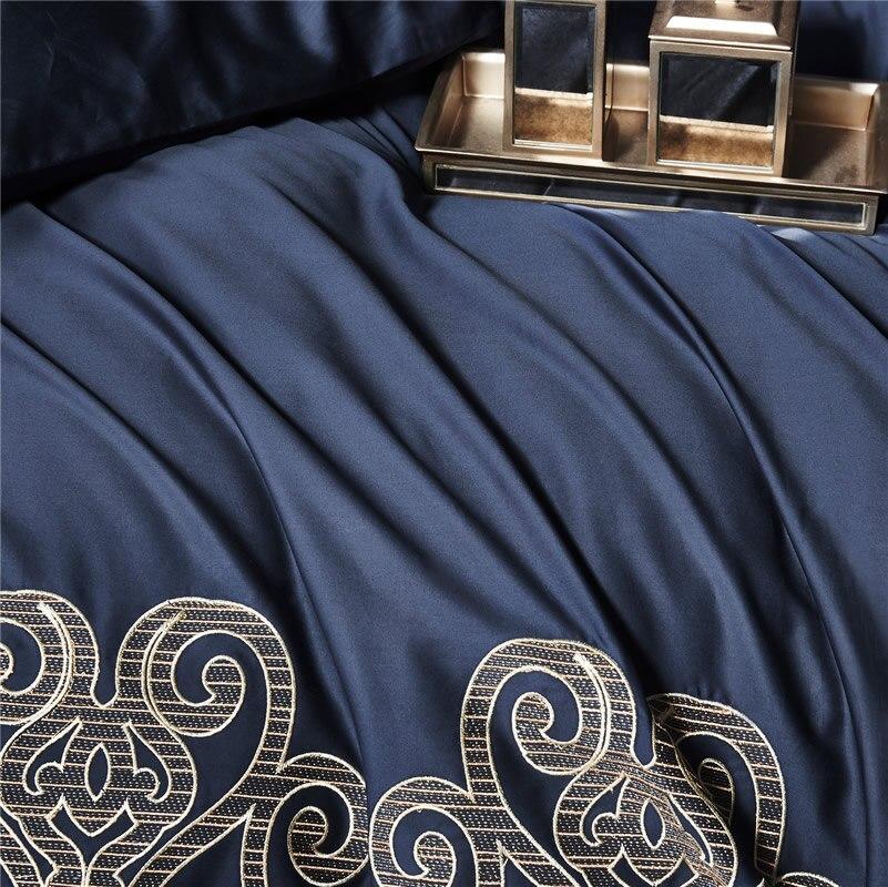 Luxury New Navy Blue with Tan Embroidery Duvet Set - myhomestore.com.pk