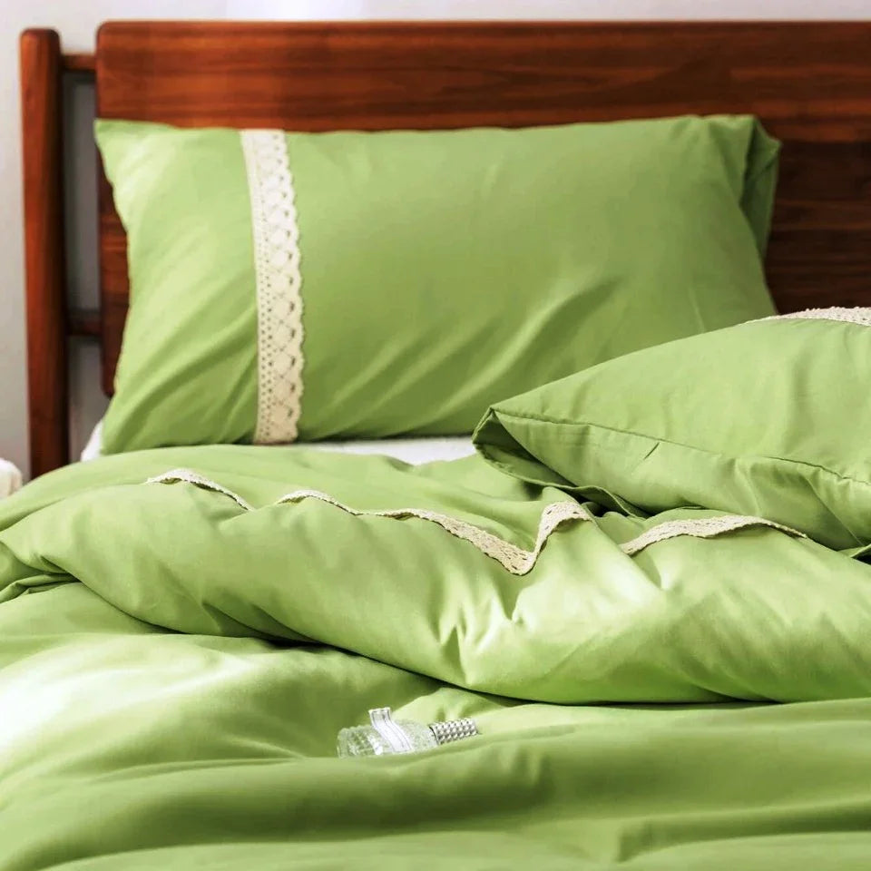 Luxury Sage Duvet With Mesh Ground Lace - myhomestore.com.pk