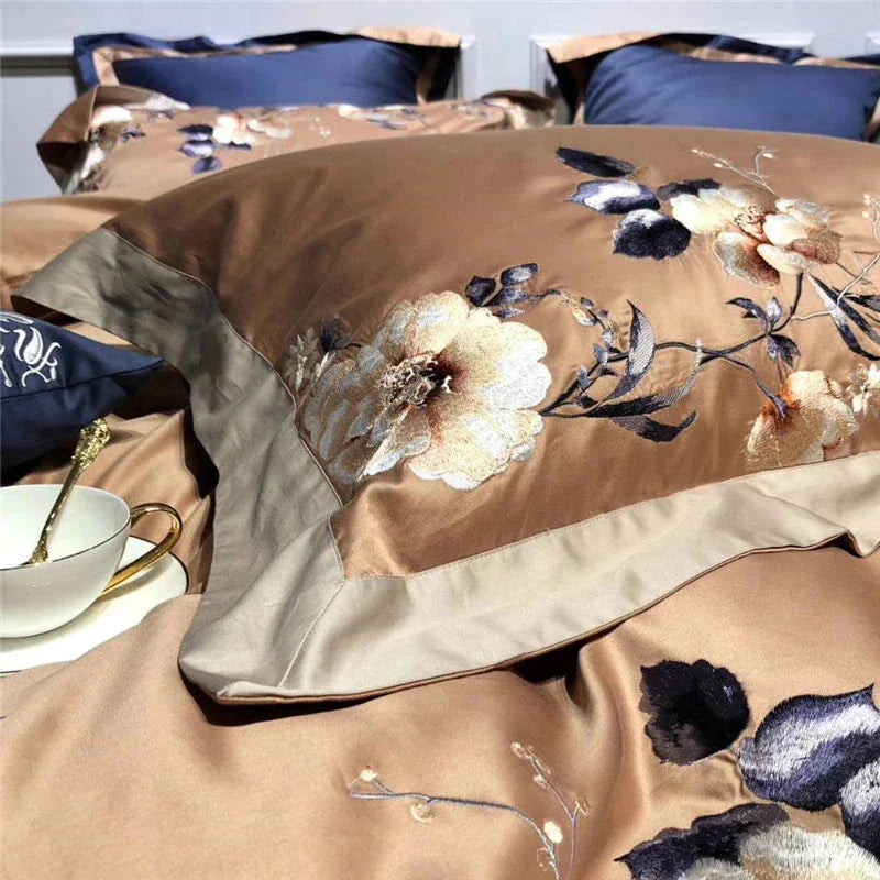 Flowered Embroidery Duvet Set - myhomestore.com.pk