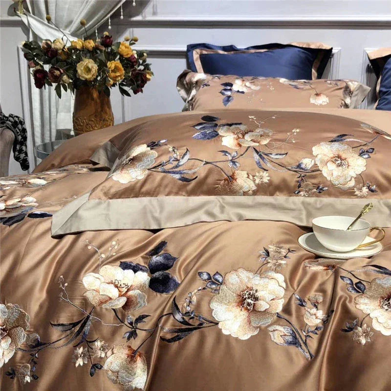 Flowered Embroidery Duvet Set - myhomestore.com.pk