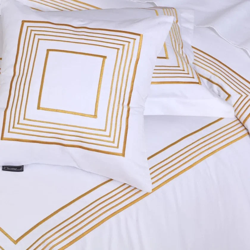 New Golden Embroidered Luxury Baratta Stitch Duvets - myhomestore.com.pk