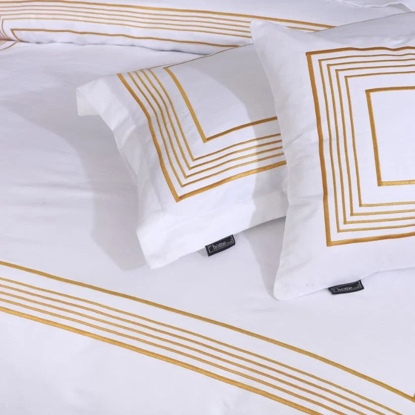 New Golden Embroidered Luxury Baratta Stitch Duvets - myhomestore.com.pk