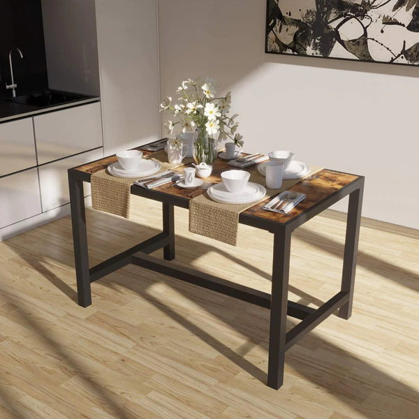 Dining Table, Rectangular Table with Metal Edges, Kitchen Table for Home Office