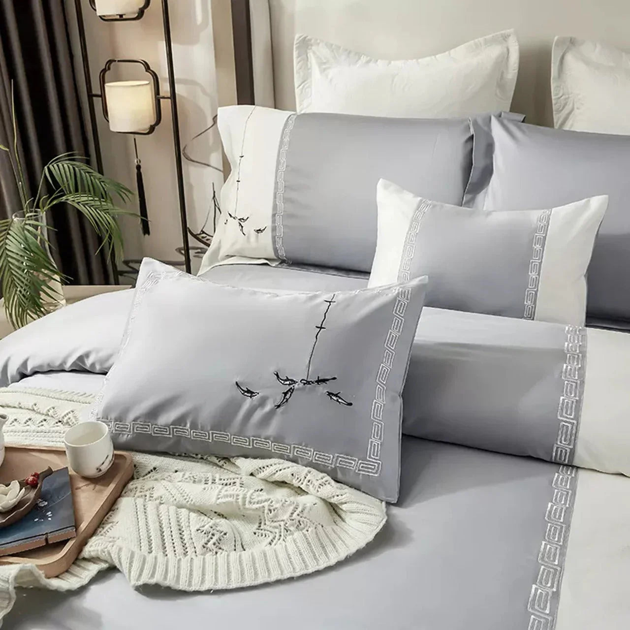 Luxury New Fish Style Embroidery Duvet Set - myhomestore.com.pk