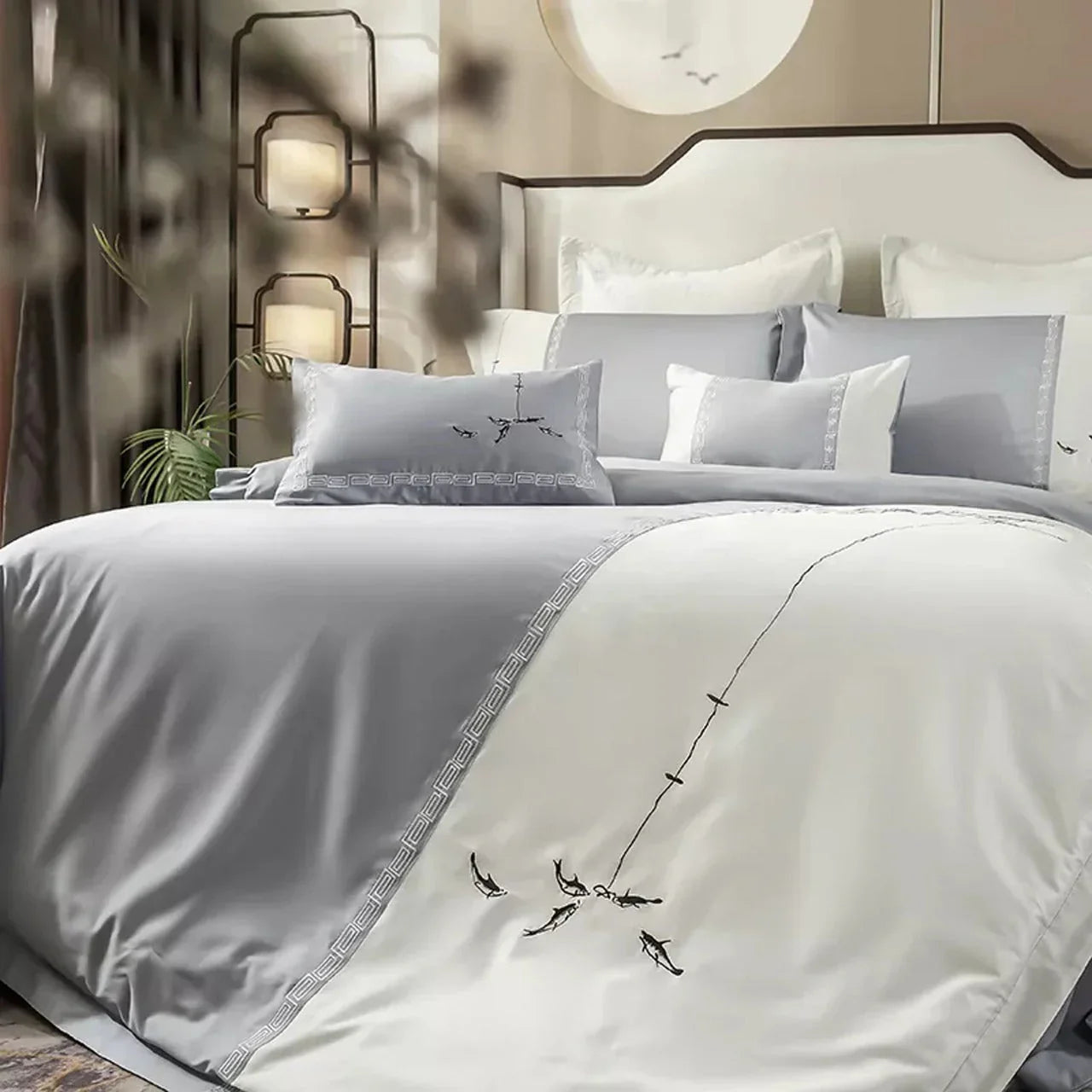 Luxury New Fish Style Embroidery Duvet Set - myhomestore.com.pk