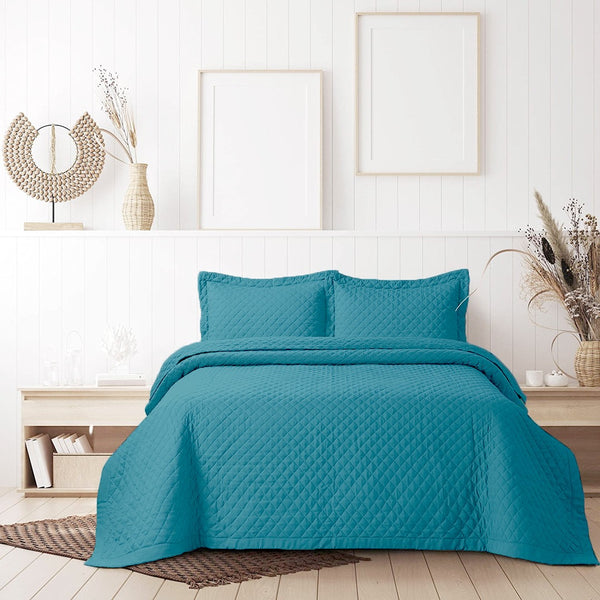 Quilted Diamond Bed Spread (Teal)
