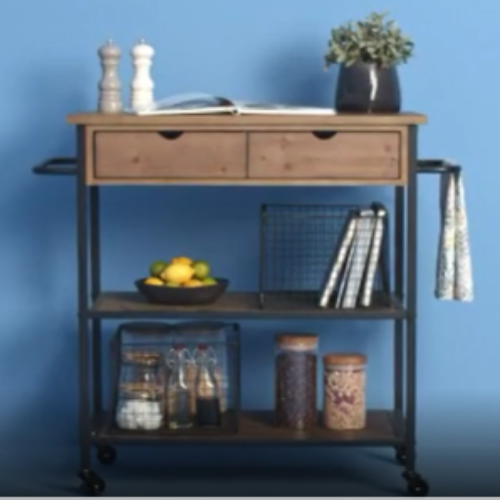 3 Tier Metal Trolley and Wood Kitchen Trolley