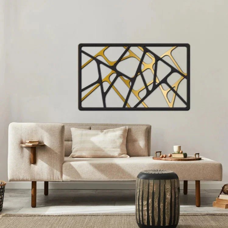 Abstract Golden Metal Wall Decor - myhomestore.com.pk