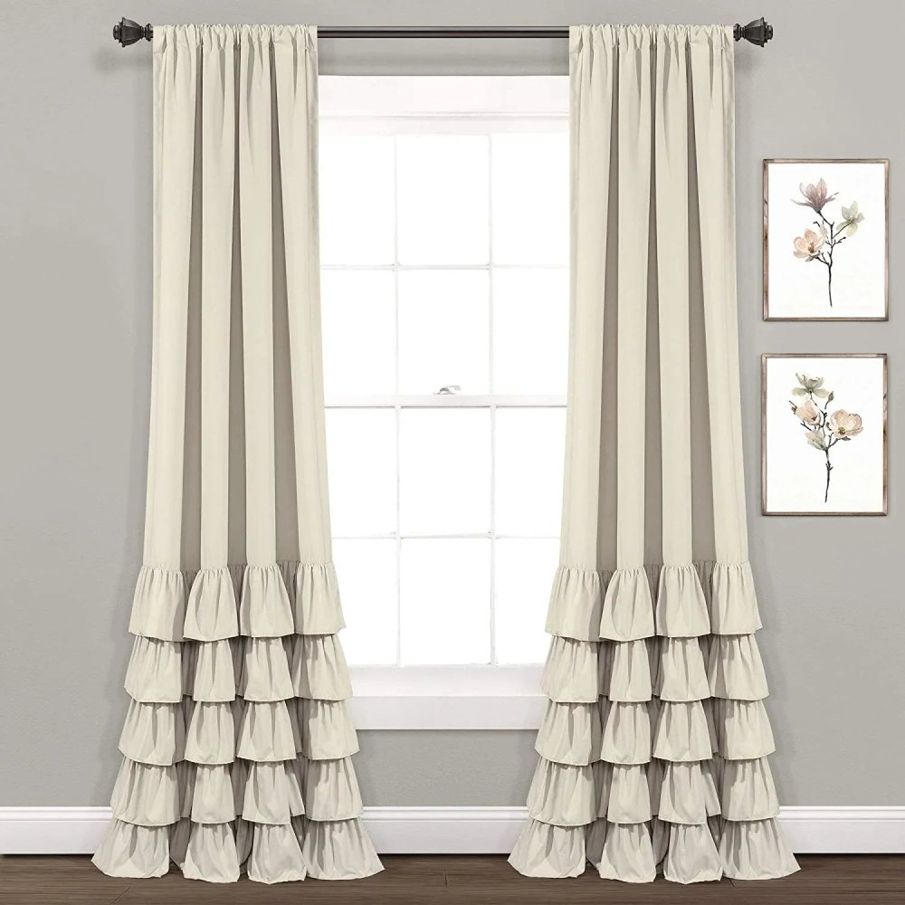 Allison white Ruffle Curtains - Window Panel Drapes Set for Living - myhomestore.com.pk