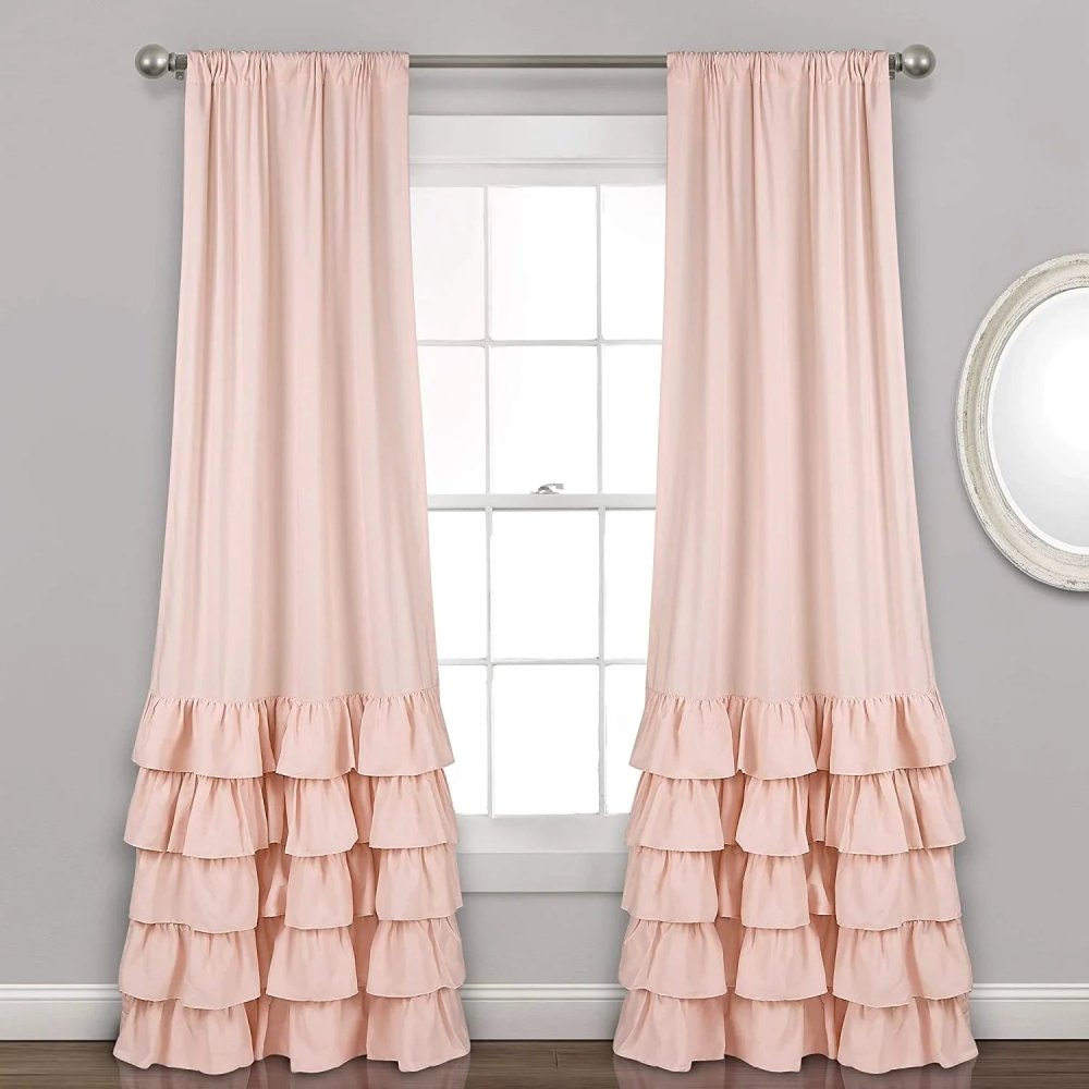 Allison white Ruffle Curtains - Window Panel Drapes Set for Living - myhomestore.com.pk