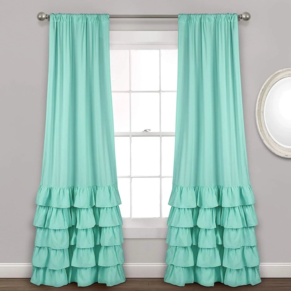 Allison white Ruffle Curtains - Window Panel Drapes Set for Living - myhomestore.com.pk