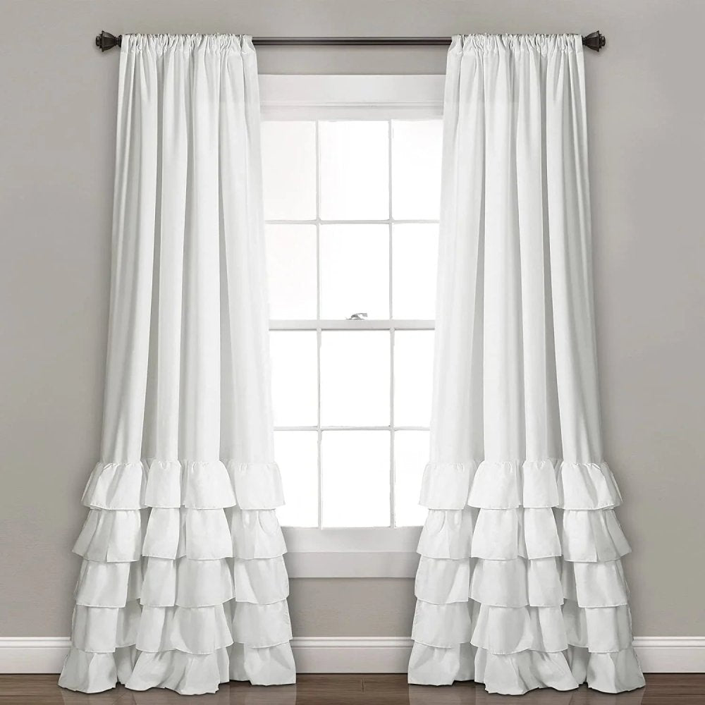 Allison white Ruffle Curtains - Window Panel Drapes Set for Living - myhomestore.com.pk