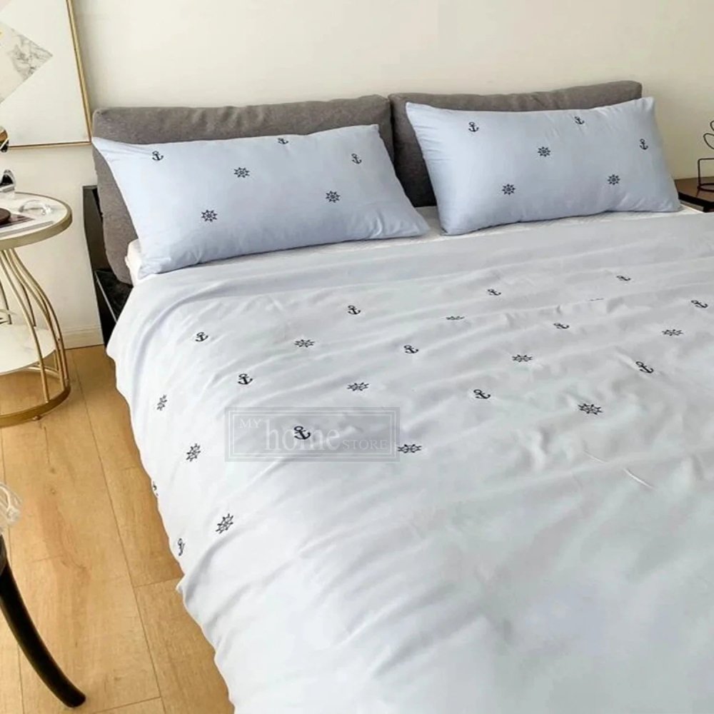 Anchor Embroidered Duvet Cover Set - myhomestore.com.pk