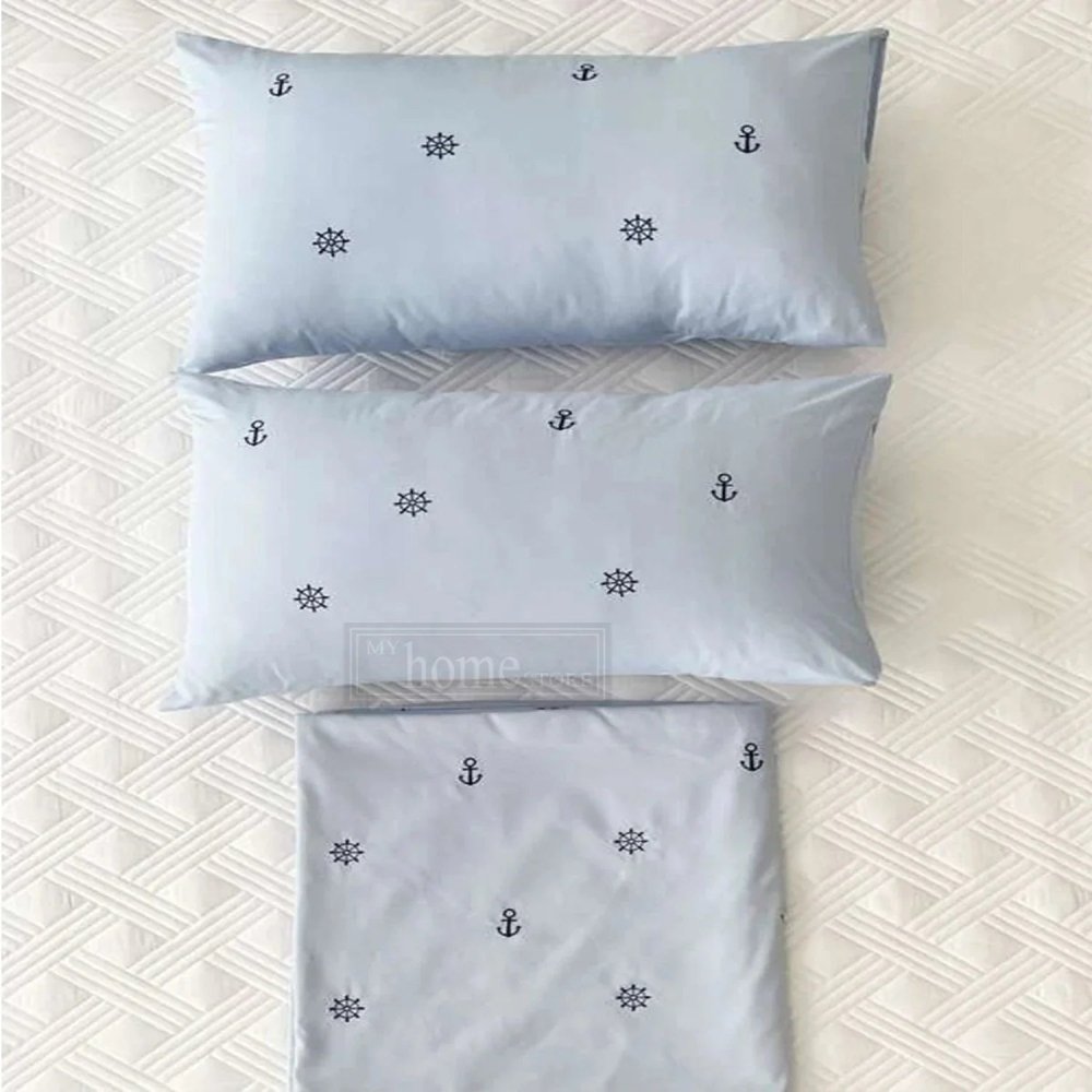 Anchor Embroidered Duvet Cover Set - myhomestore.com.pk