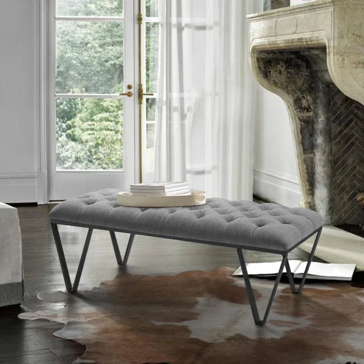 Armen Living Serene 54 in. Tufted Backless Upholstered Bench - myhomestore.com.pk