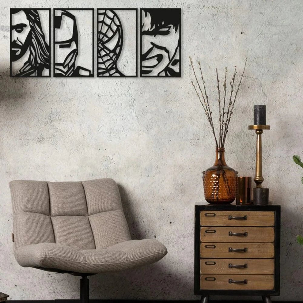 Avengers Face Potrates Metal Wall Decor (pack of 4) - myhomestore.com.pk
