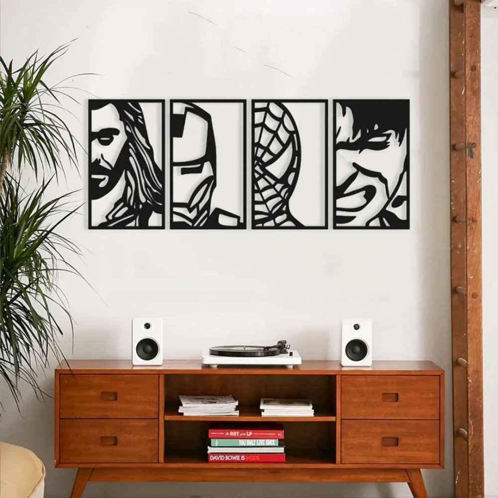 Avengers Face Potrates Metal Wall Decor (pack of 4) - myhomestore.com.pk