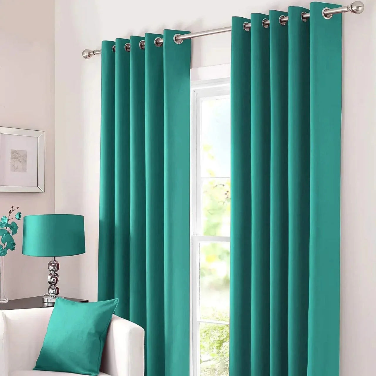 Plain Dyed Eyelet Curtains with linning (Tale) - myhomestore.com.pk