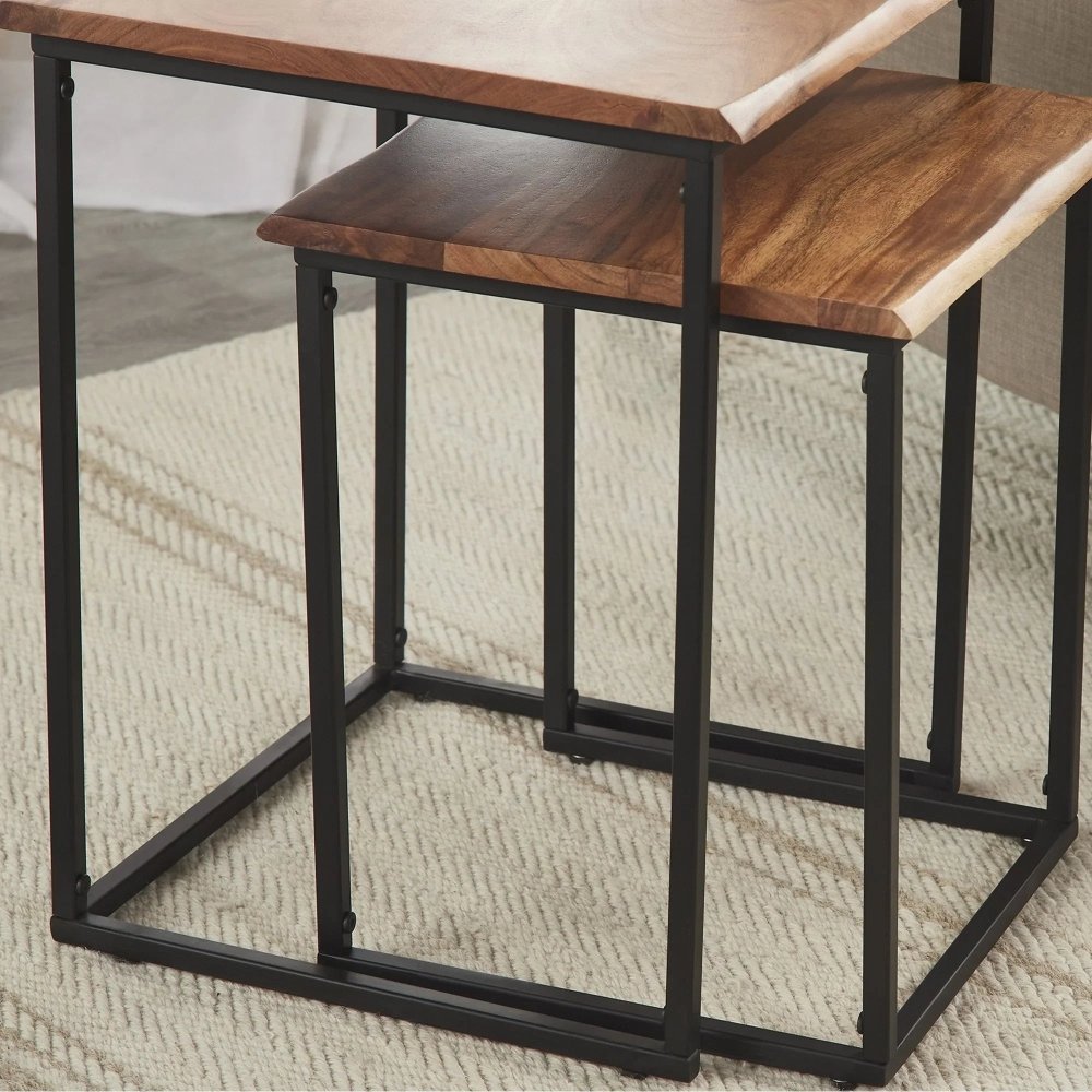 Brown and Black Live Edge Nesting End Table 2 - Piece Set - myhomestore.com.pk