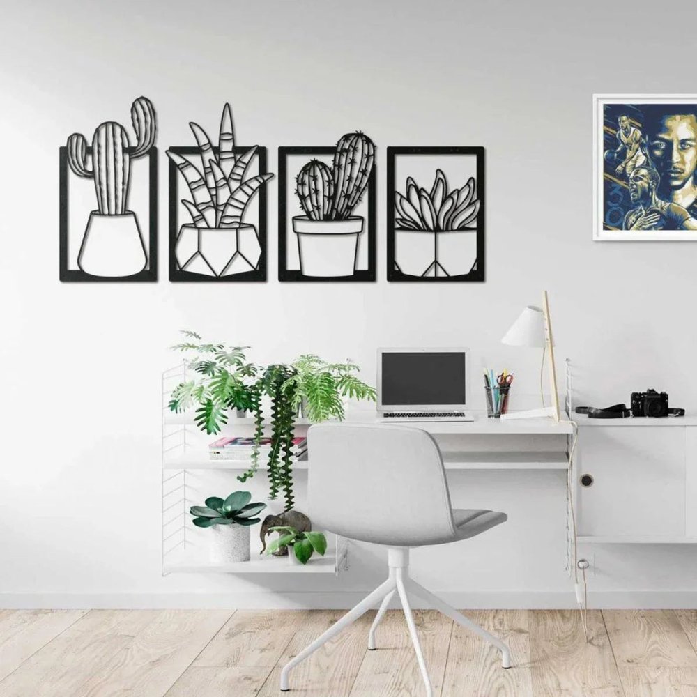 Cactus Set Metal Wall Art & Decor(pack of 4) - myhomestore.com.pk