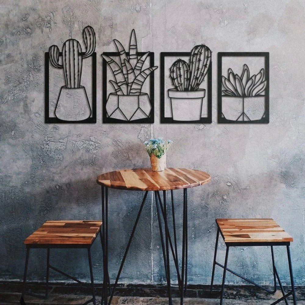 Cactus Set Metal Wall Art & Decor(pack of 4) - myhomestore.com.pk
