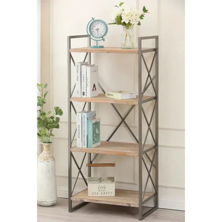 Carncoagh 54.3'' H x 24'' W Iron Etagere Bookcase - myhomestore.com.pk