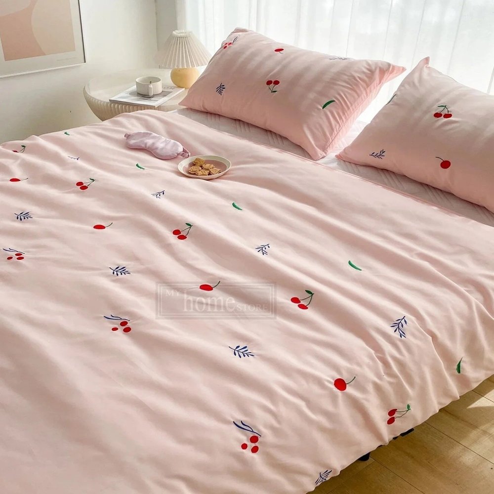 Cherry Embroidered Duvet Cover Set - myhomestore.com.pk