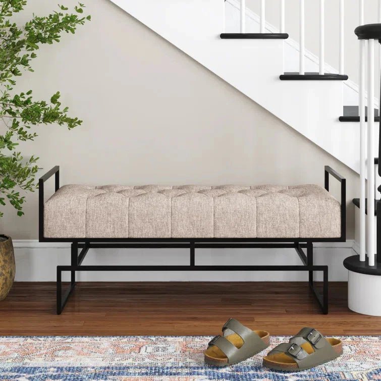 Contemporary Beige Upholstered Bench - myhomestore.com.pk