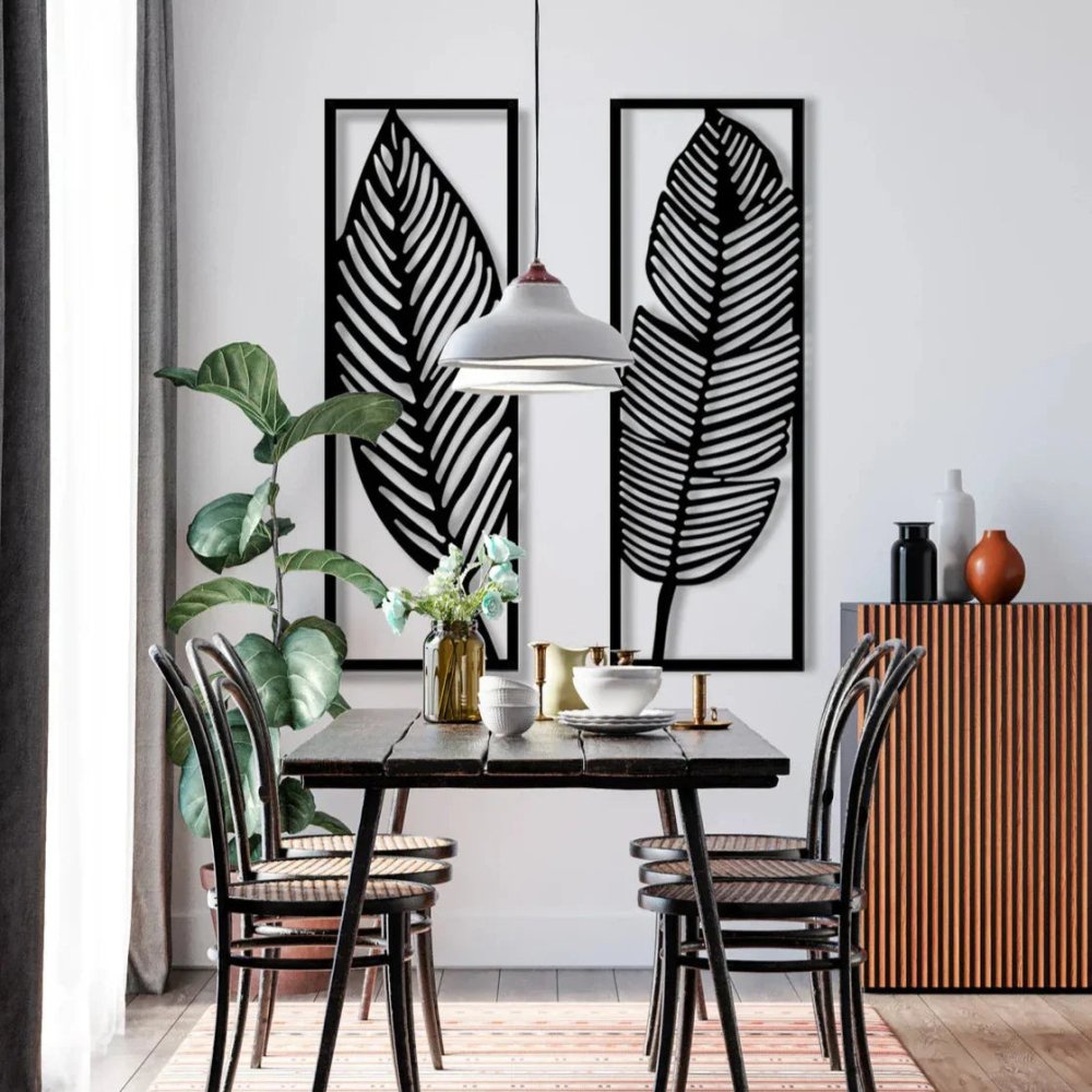 Decor Leaves, Home Wall Art, Metal Wall Decor ( pack of 2 leaf ) - myhomestore.com.pk