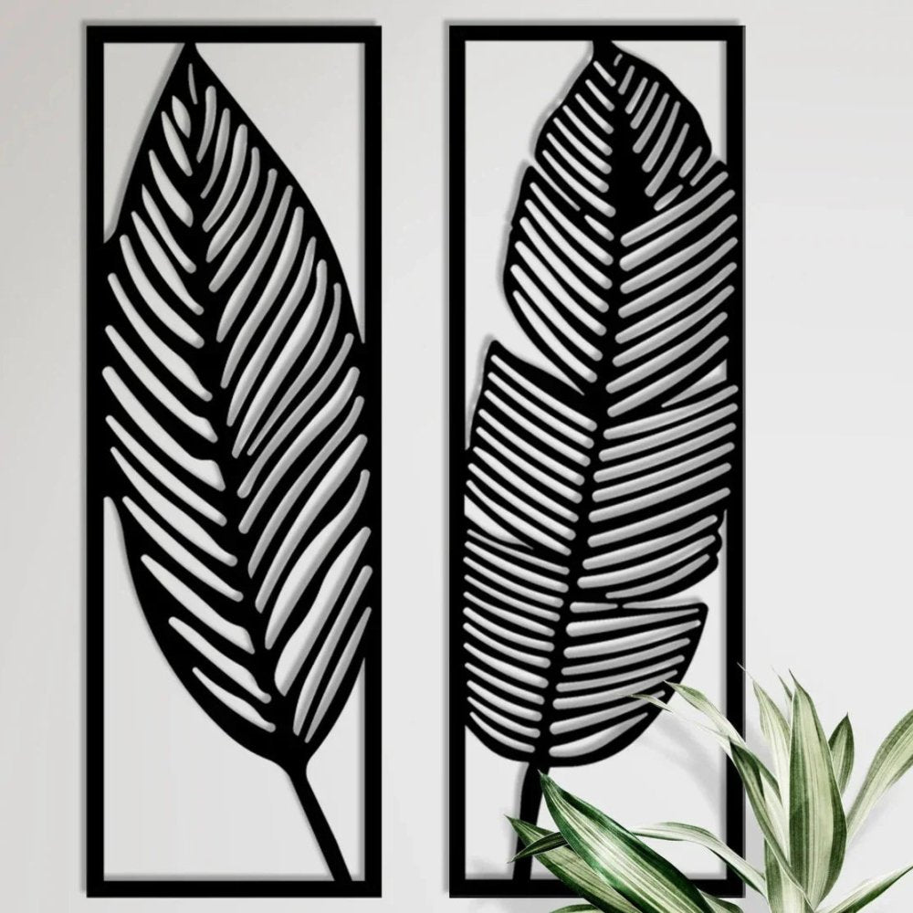 Decor Leaves, Home Wall Art, Metal Wall Decor ( pack of 2 leaf ) - myhomestore.com.pk