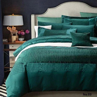 Luxury Green Pleated Bridal Bed Linen Set With Filling - myhomestore.com.pk