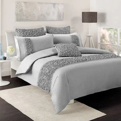 Luxury Grey Weaving Bridal Bedding Duvet Set with Filling - myhomestore.com.pk