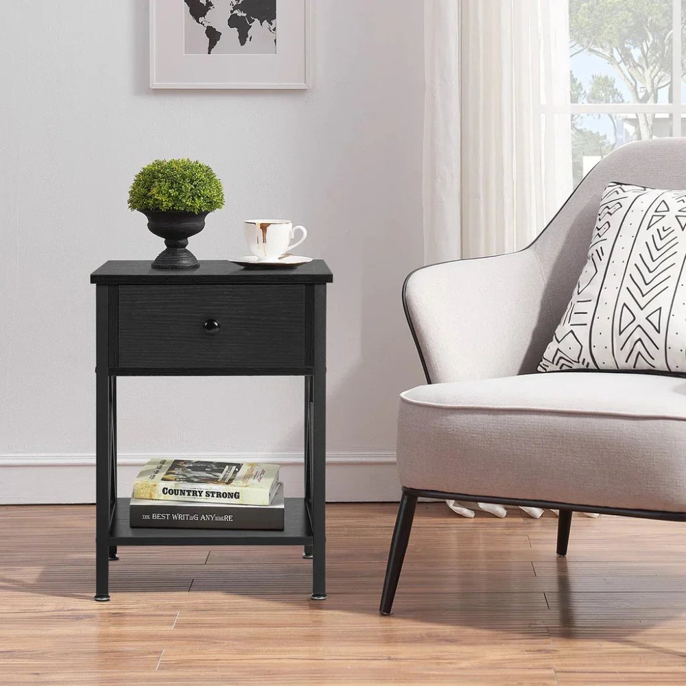 Drawer Sofa Side Table with Storage Shelf for Living Room, Bedroom - myhomestore.com.pk