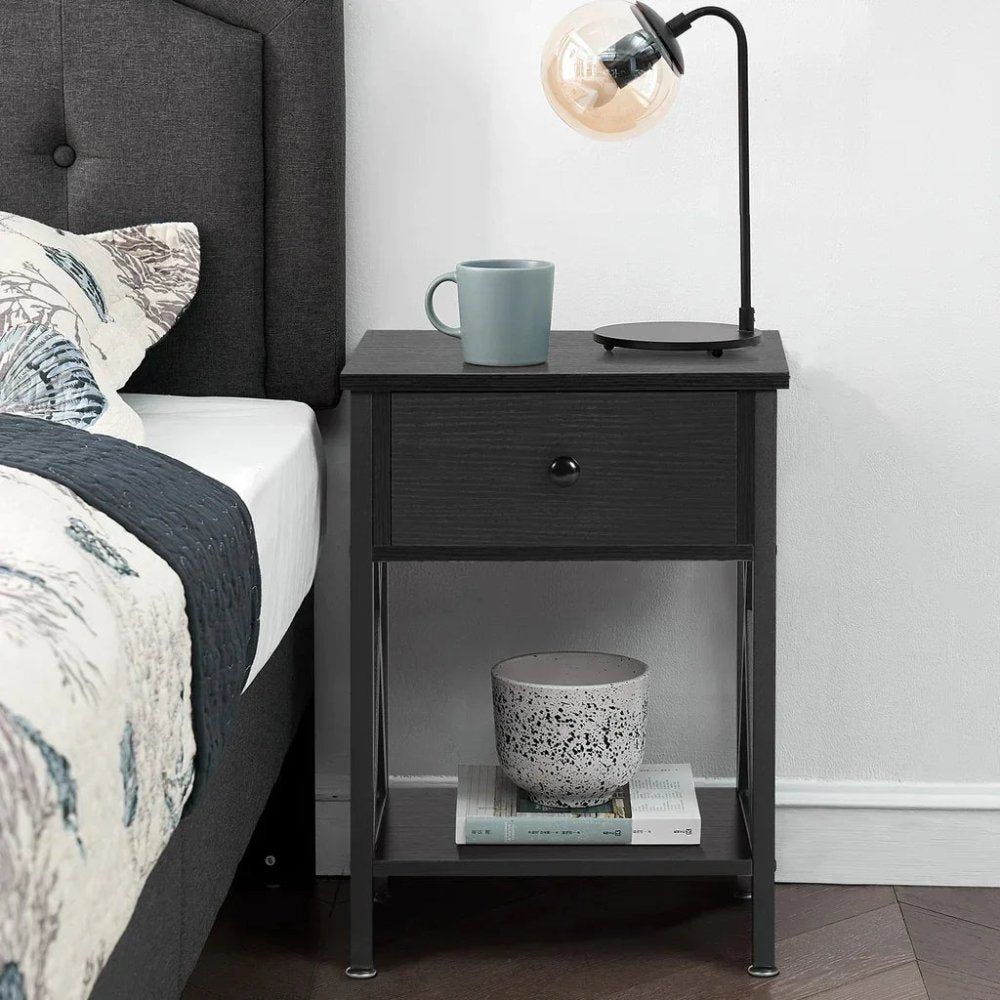 Drawer Sofa Side Table with Storage Shelf for Living Room, Bedroom - myhomestore.com.pk