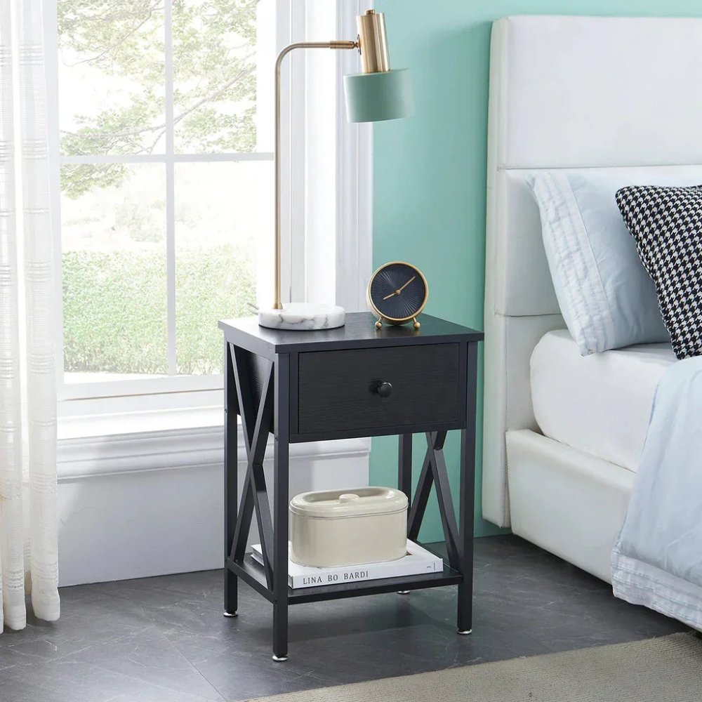 Drawer Sofa Side Table with Storage Shelf for Living Room, Bedroom - myhomestore.com.pk