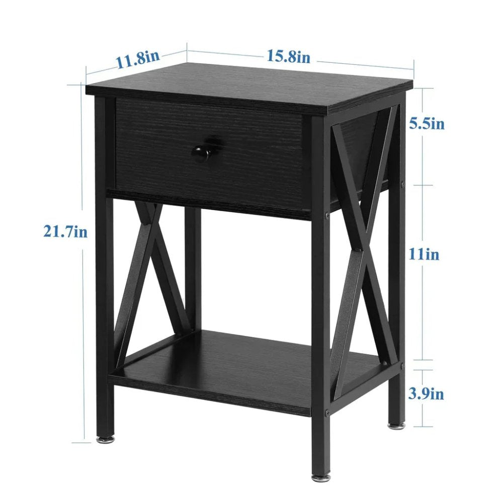 Drawer Sofa Side Table with Storage Shelf for Living Room, Bedroom - myhomestore.com.pk