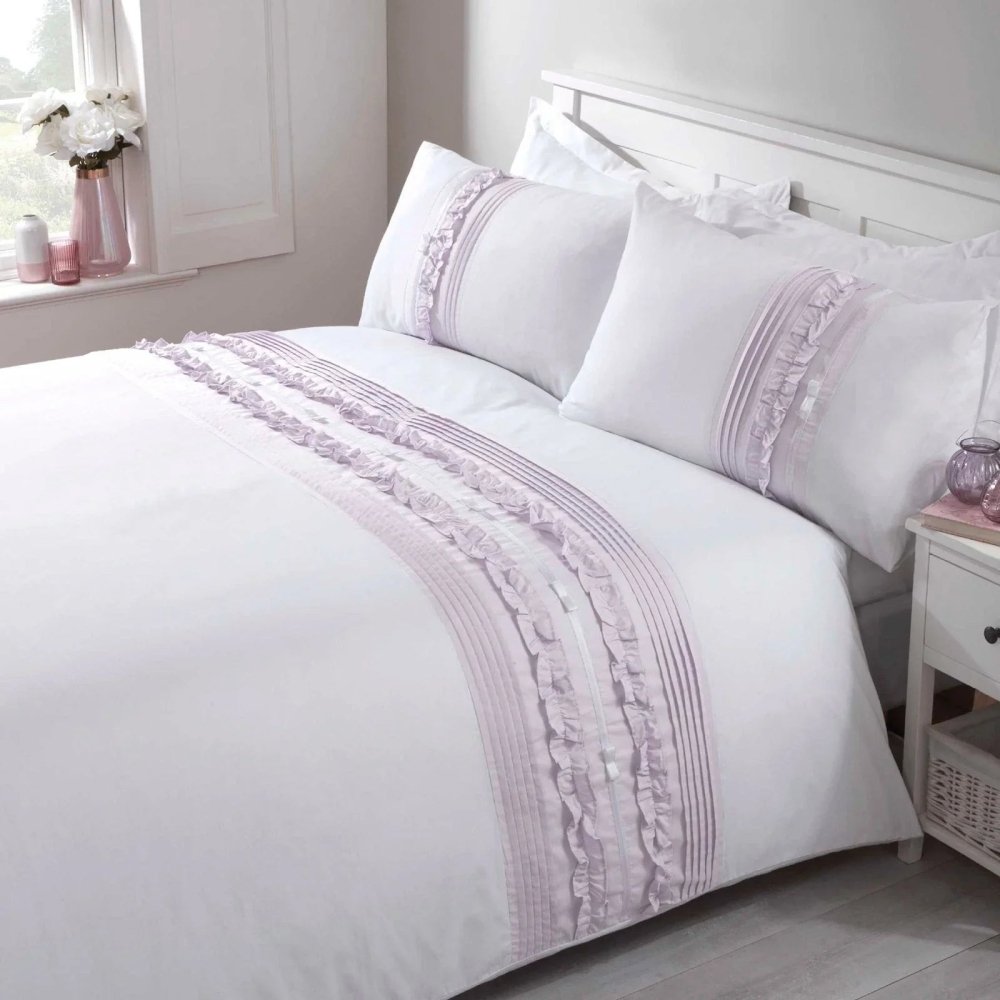 Embellished Ruffled with Ribbon Duvet Set - myhomestore.com.pk
