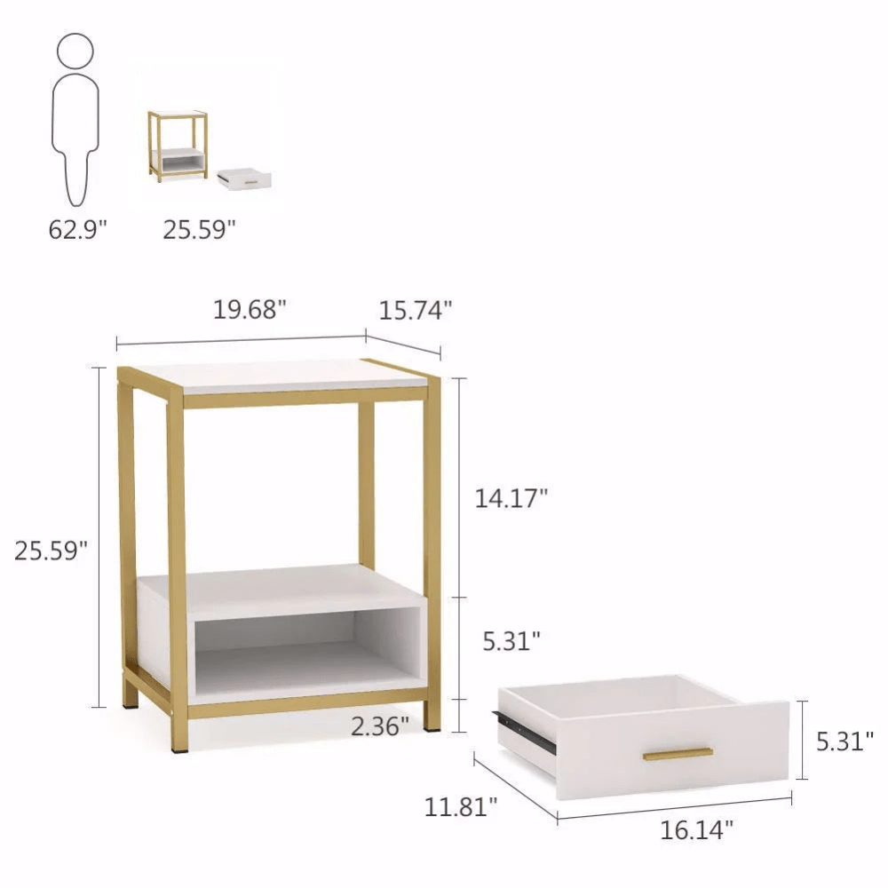 End Table with Drawer and Storage Shelves - myhomestore.com.pk