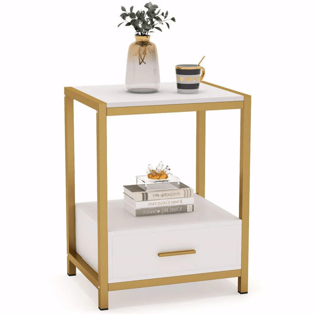 End Table with Drawer and Storage Shelves - myhomestore.com.pk