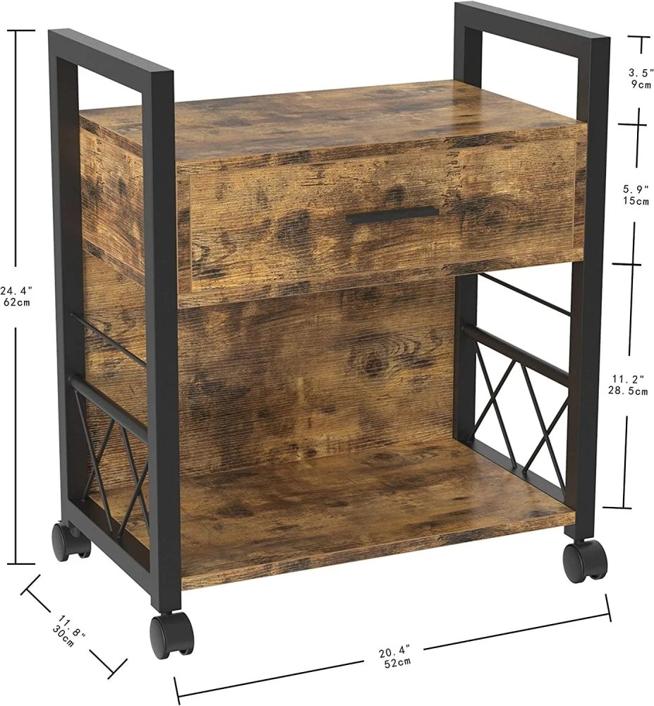 File Cabinet Industrial Printer Stand with Storage Home Office Cabinet 1 Drawer - myhomestore.com.pk