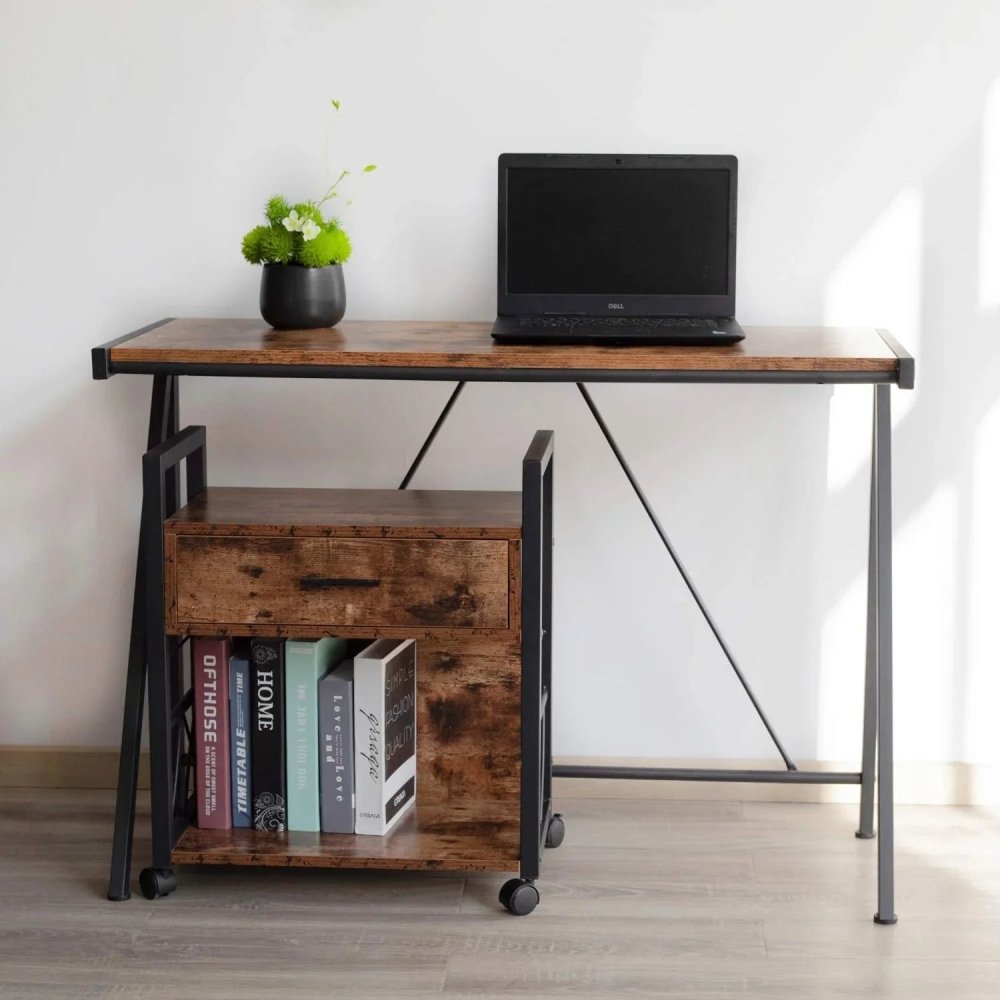 File Cabinet Industrial Printer Stand with Storage Home Office Cabinet 1 Drawer - myhomestore.com.pk