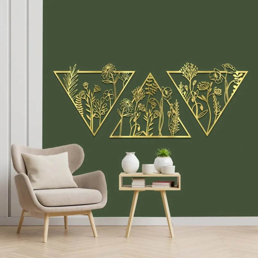 Golden Triangle Metal Wall Decor - myhomestore.com.pk