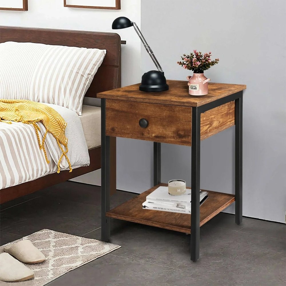 KingSo Drawer Side Table for Living Room, Bedroom - myhomestore.com.pk