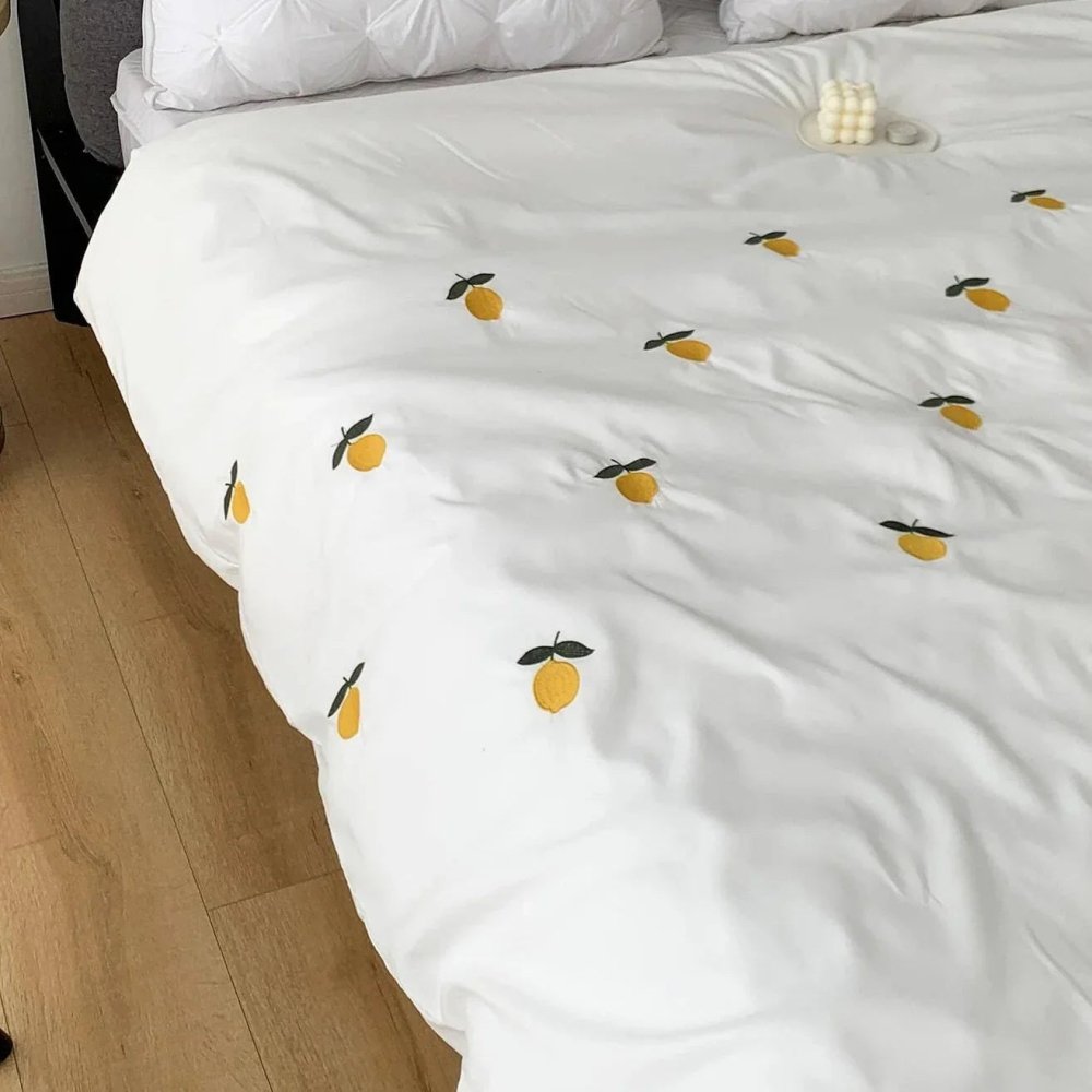 Lemon Embroidered Duvet Cover Set - myhomestore.com.pk