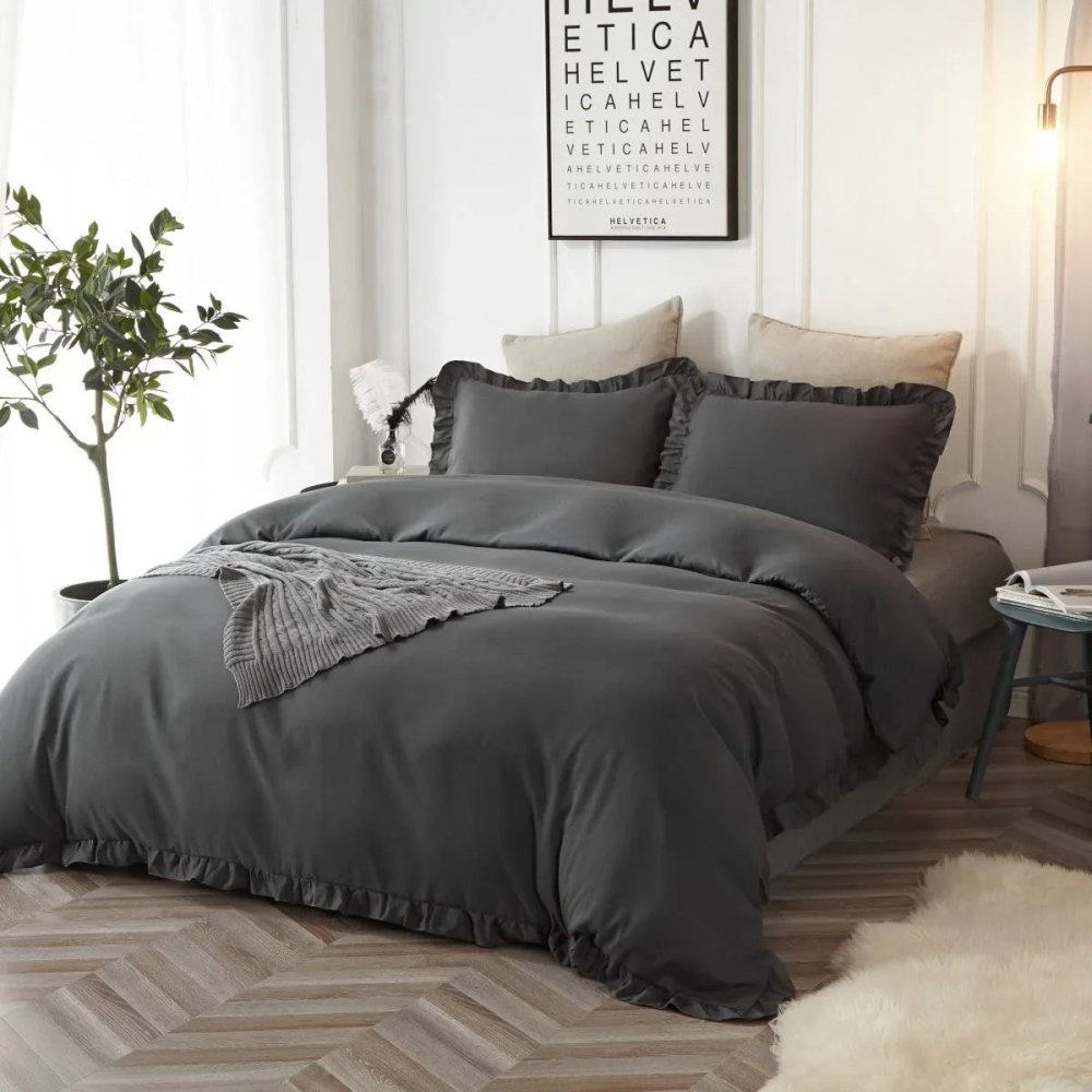 Lotus Leaf Duvet Cover (Charcoal) - myhomestore.com.pk