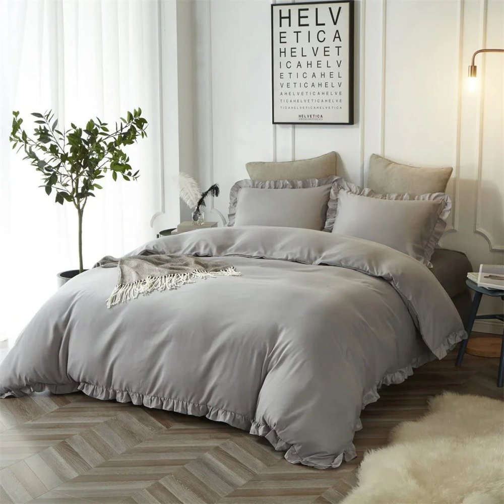 Lotus Leaf Duvet Cover (Light Grey) - myhomestore.com.pk