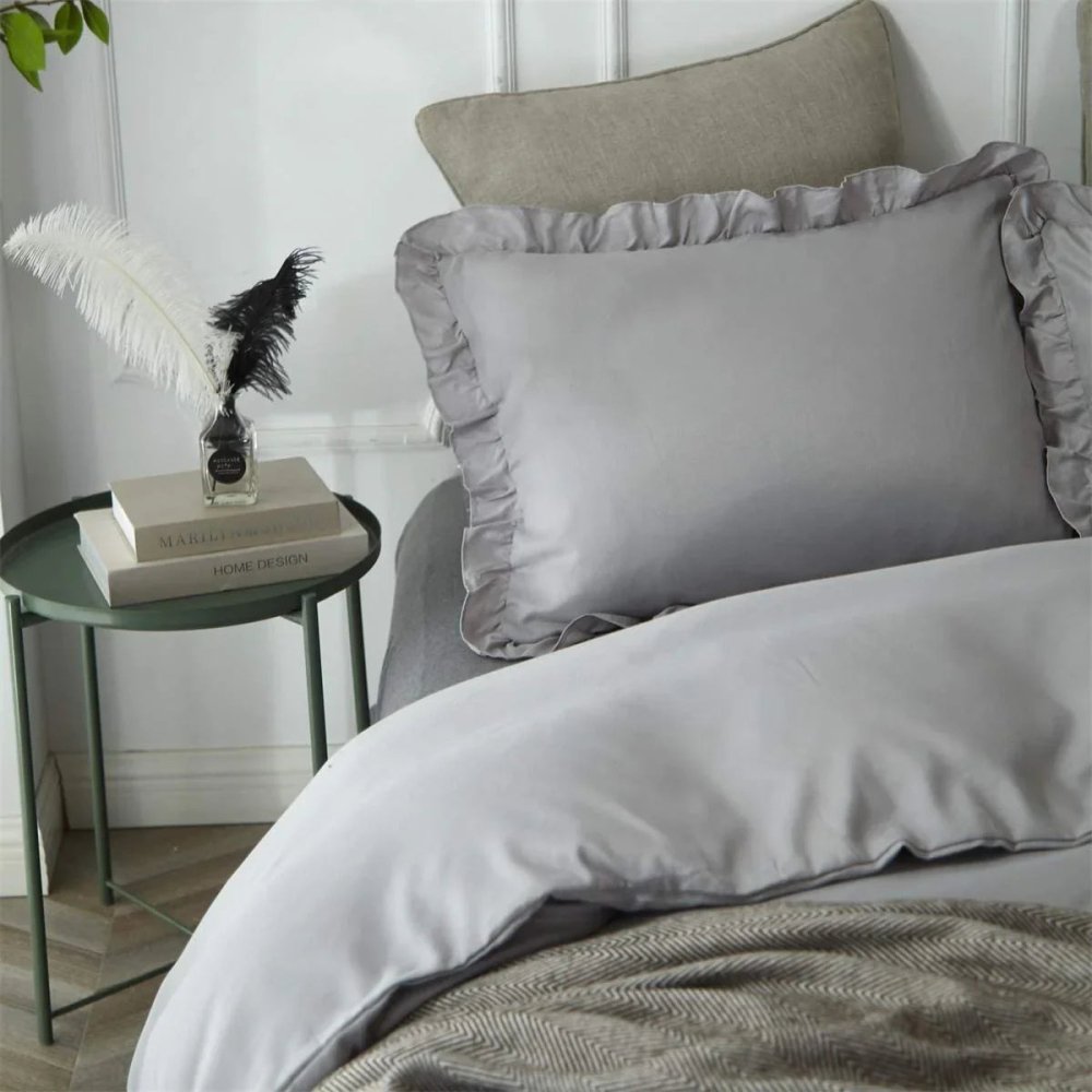 Lotus Leaf Duvet Cover (Light Grey) - myhomestore.com.pk