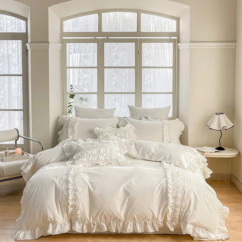 Luxury Cotton Lace Duvet Set - King - myhomestore.com.pk