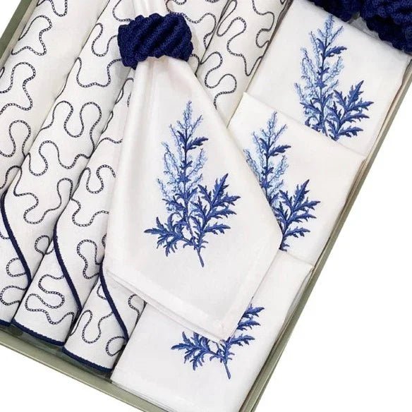 Mat Modi Off White with Navy with Blue Twig - myhomestore.com.pk